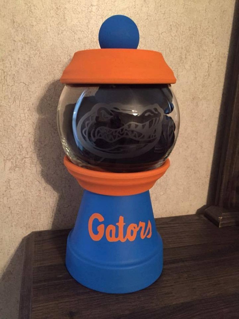 University of Florida Decor: Gator gumball machine, Swamp Life candy dish, Fear the Swamp candy jar, Florida Gators pet treat dish image 1