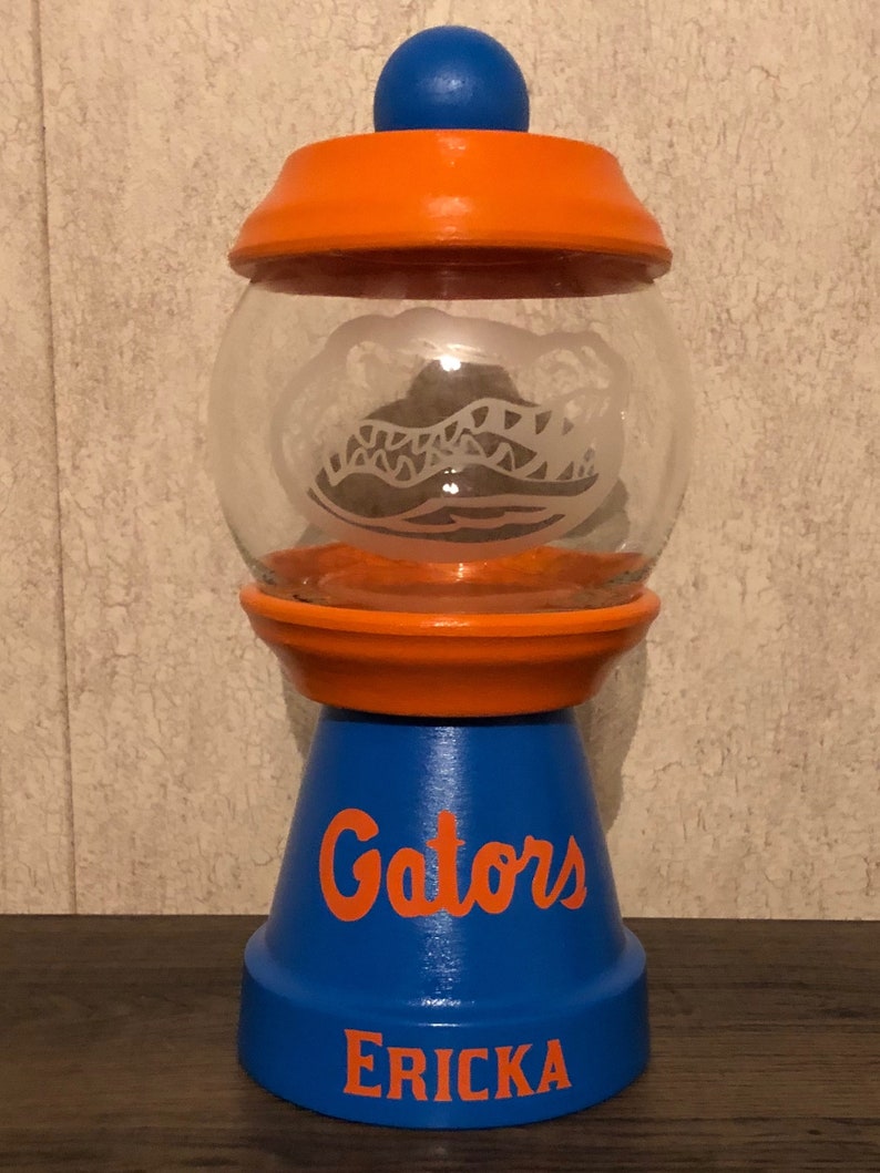 University of Florida Decor: Gator gumball machine, Swamp Life candy dish, Fear the Swamp candy jar, Florida Gators pet treat dish image 3