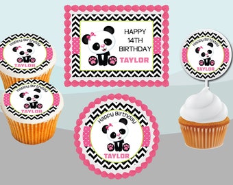 24 ND2 Party Panda Bears cute icing fairy cake toppers decorations edible