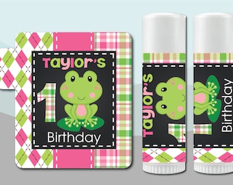 Decoration Personalized Custom Little Preppy Leap Frog Chalkboard Girl Pink Green Plastic Cupcake Picks Signs Birthday Baby Shower Party