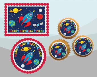 Espace personnalisé Rocket Comestible Cake Topper
