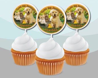 icing sheet.1068 Edible Cupcake Toppers x20 Golden Retriever Topper-wafer sheet