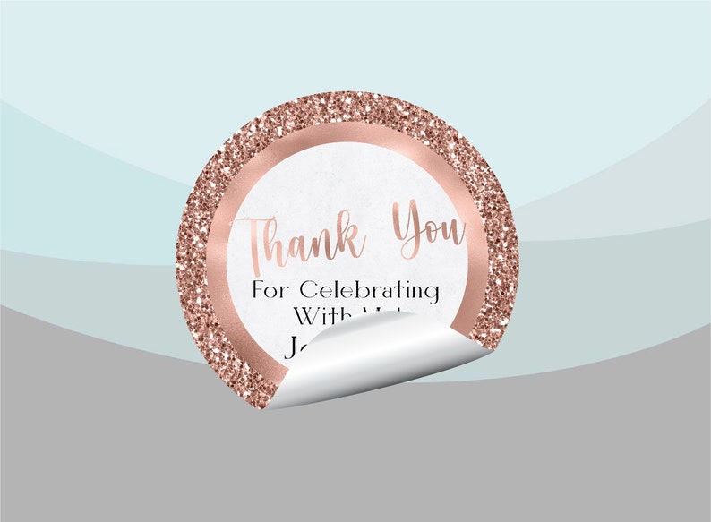 Luxury Rose Gold Glam Glitter Any Years 40 50 60 70 Birthday Baby Bridal Shower Party Gift Bag Labels Gable Box Stickers Favor Supplies