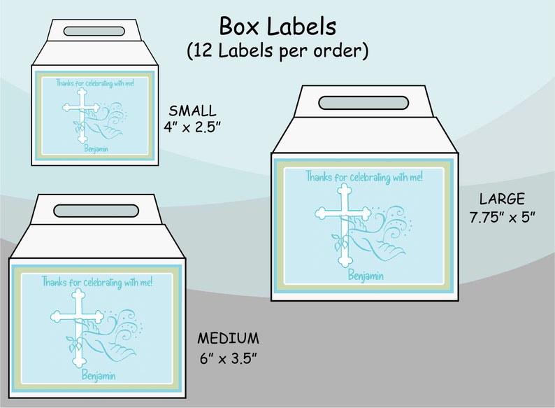 Gable Box Stickers Personalized Unique Party Favor Supplies Faithful Dove Cross First Holy Communion Baptism |Gift Bag Labels