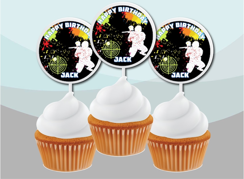 Paintball Themed Edible Birthday Party Cake Cupcake or Etsy