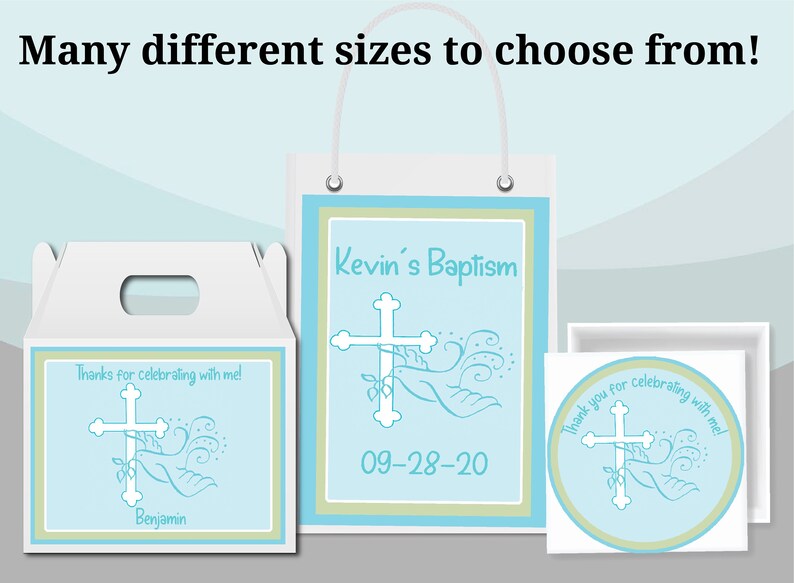 Gable Box Stickers Personalized Unique Party Favor Supplies Faithful Dove Cross First Holy Communion Baptism |Gift Bag Labels