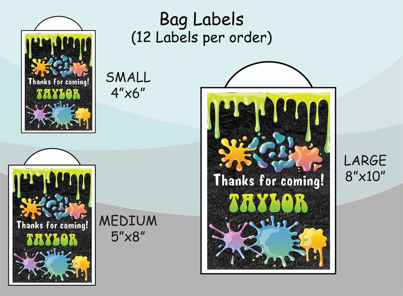 Gift Bag Labels Gable Box Stickers Birthday Baby Shower Party Favor Supplies It/'s Slime Time Bright Rainbow Colorful Chalkboard