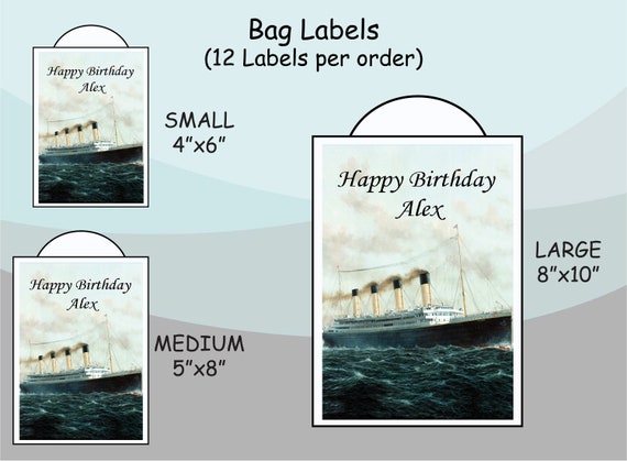 Gift Bag Labels Gable Box Stickers Unique Birthday Party Favor Supplies Personalized Custom Made Titanic Scene Travel