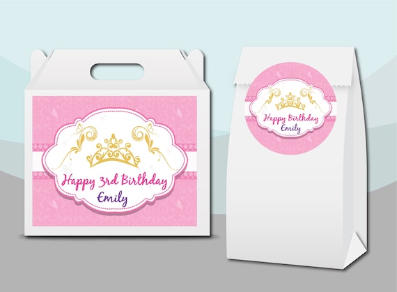 Royal Little Princess Gift Bag Labels Gable Box Stickers Etsy