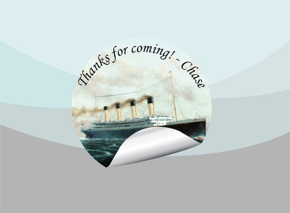 Gift Bag Labels Gable Box Stickers Unique Birthday Party Favor Supplies Personalized Custom Made Titanic Scene Travel