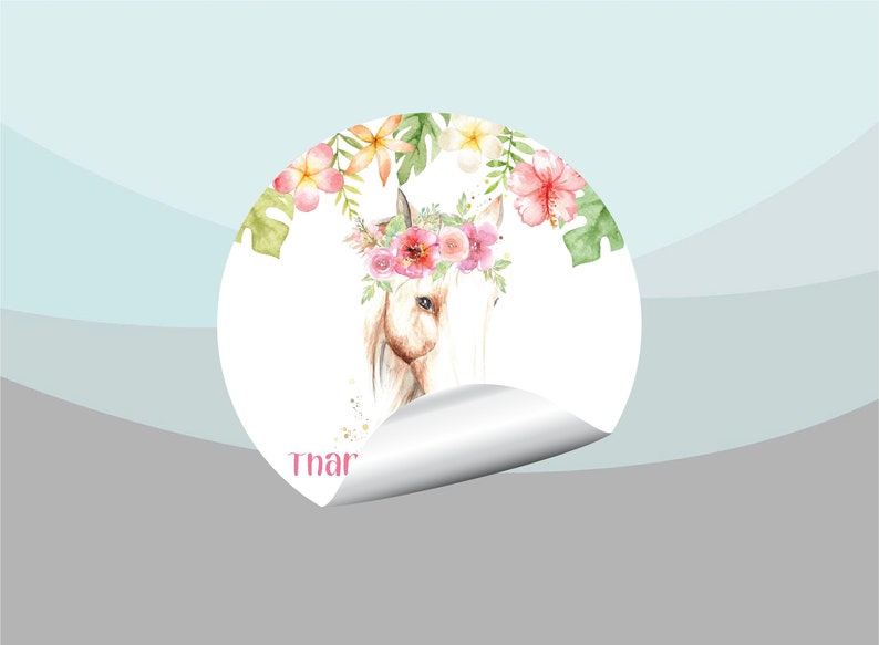 Floral Horses Birthday Stickers Personalized Gift Bag Favor Labels Floral Horses Birthday Stickers Personalized Gift Bag Favor Labels