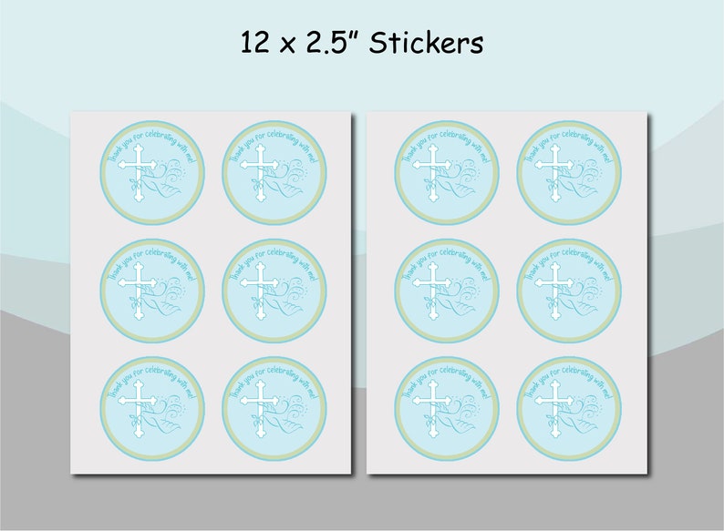 Gable Box Stickers Personalized Unique Party Favor Supplies Faithful Dove Cross First Holy Communion Baptism |Gift Bag Labels