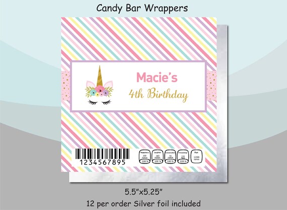 Pastel Fantasy Girl Birthday Party Candy Favor Stickers Unicorn Kiss Labels