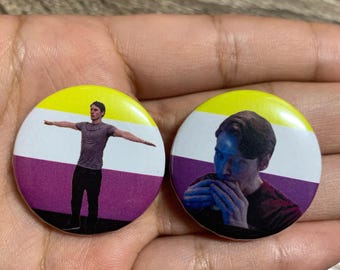 Jerma985 Meme Pinback Buttons: Non-binary Flag, Set of 2 (1.25 inch)
