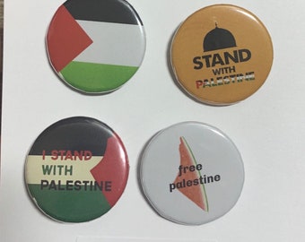 Free Palestine-  Pinback button set of 4 buttons (1.25 inches)