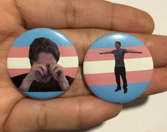 Jerma985 Trans Pride Flag Meme Pinback Buttons - Set of 2 (1.25 inch)