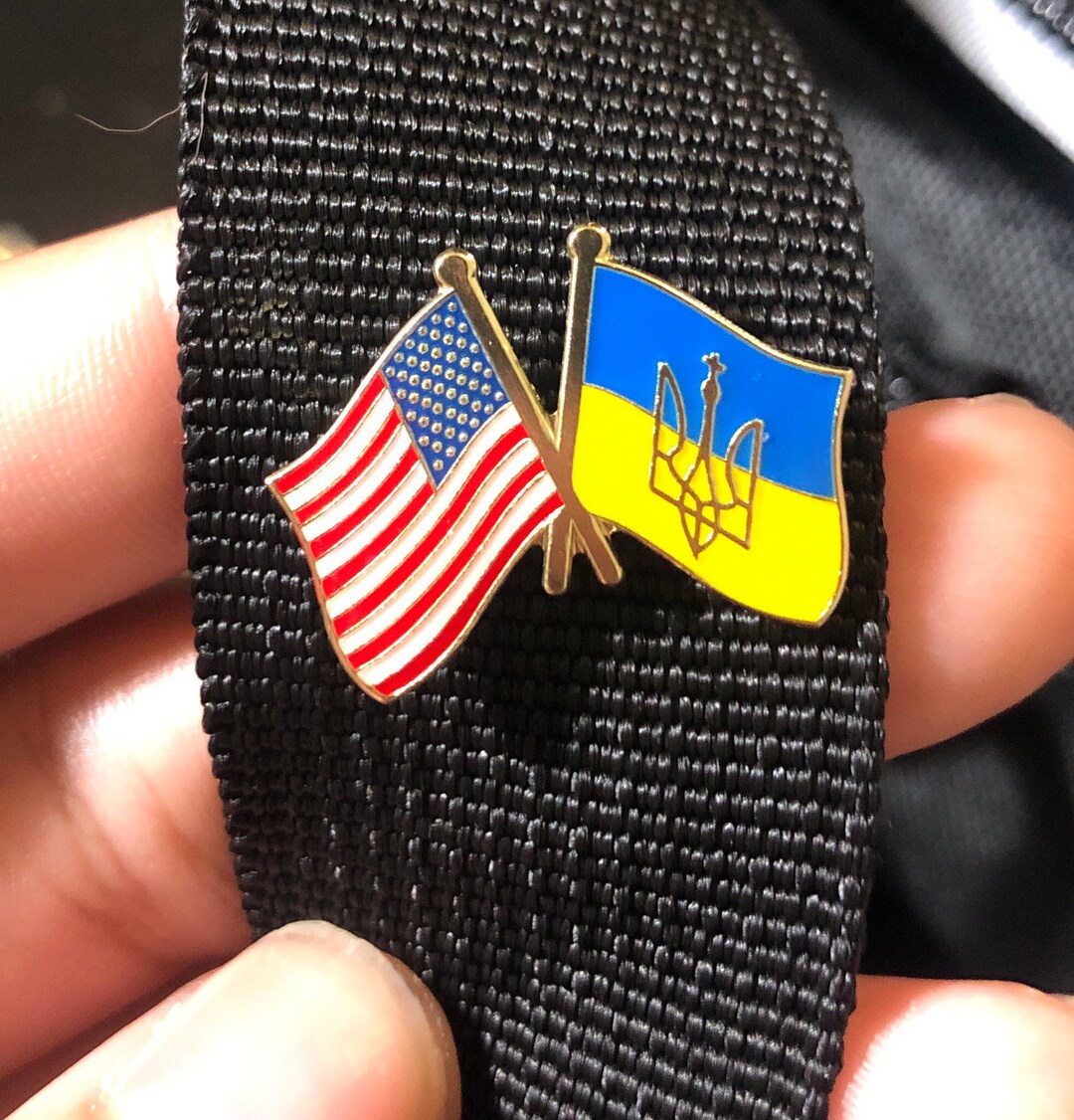 Ukraine Pin Ukraine Flag & American Flag Solidarity Small Etsy