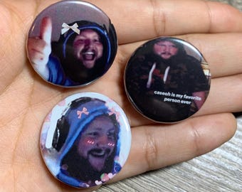 CaseOh Pinback Button Set – Cute Twitch Streamer Pins (1.25 inch)