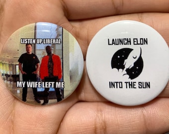 Anti Elon Musk Meme Pinback Buttons - Set of 2 (1.25 inch)