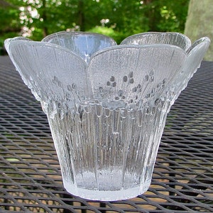 Vintage Lasise of Finland design by Pertti Kallioinen Glass Flower Vase / Candle Holder