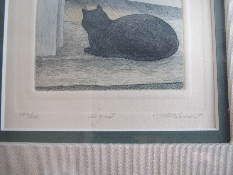 P. St Laurent Etching, Cats Le guet image 6