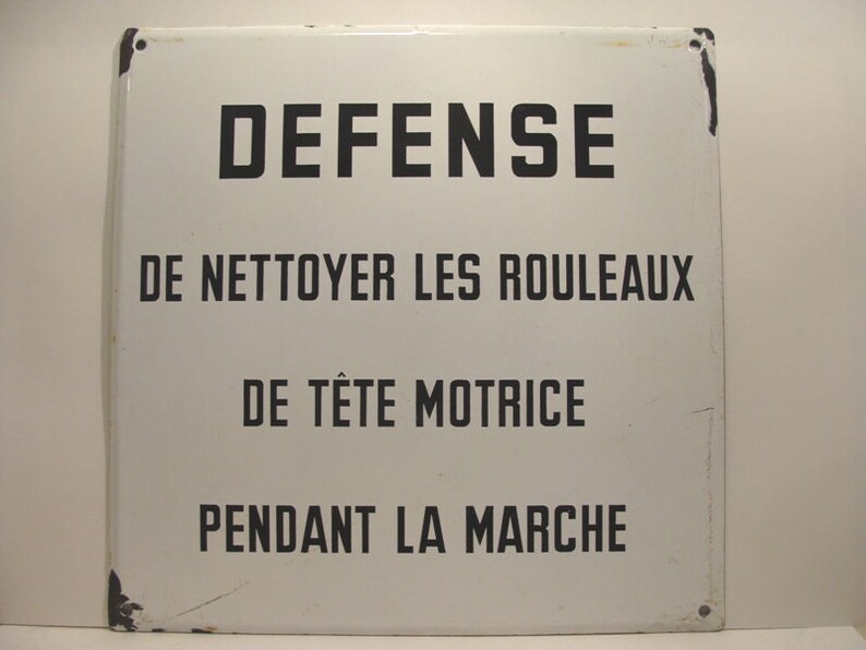 Belgian Industrial Enamel Original Factory Sign French Vintage 2 of 2 image 1