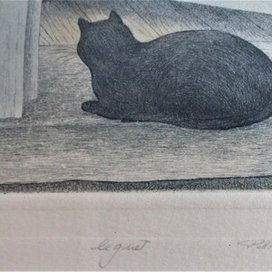 P. St Laurent Etching, Cats Le guet image 5