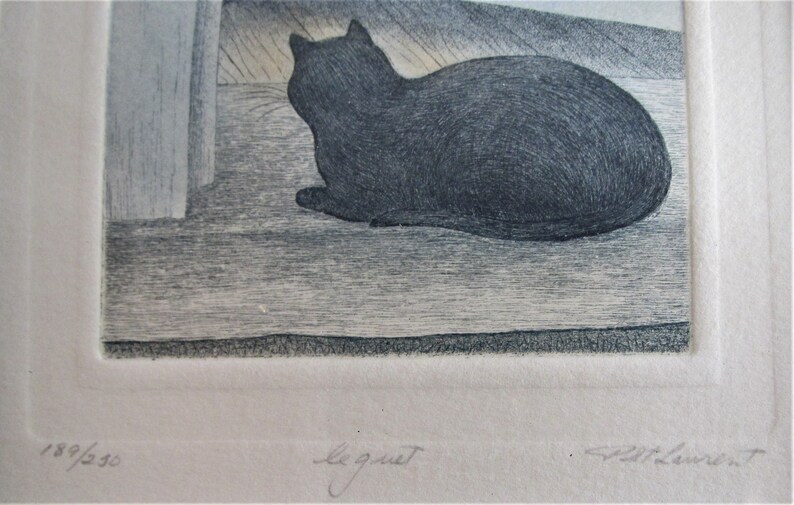 P. St Laurent Etching, Cats Le guet image 5