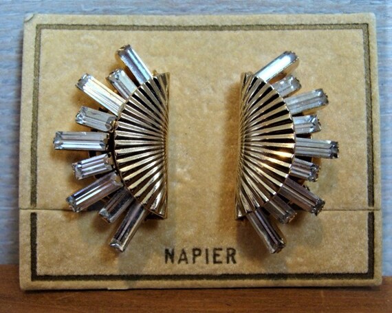 Napier Rhinestone Earrings on Card NOS - image 6