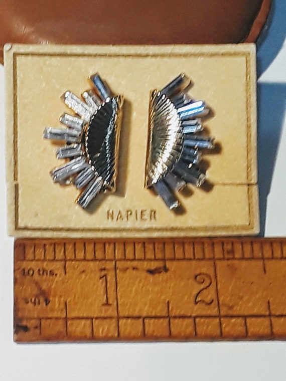 Napier Rhinestone Earrings on Card NOS - image 5