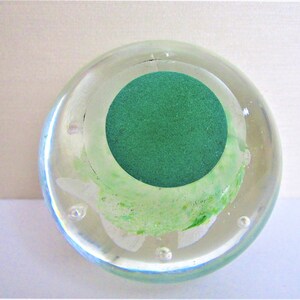 Controlled Bubble Green White Glass Paperweight image 3