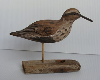 Carved Shorebird, Pectoral Sandpiper, signed Gilly '94