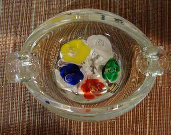 Joe St Clair Glass Ashtray Primary Colors