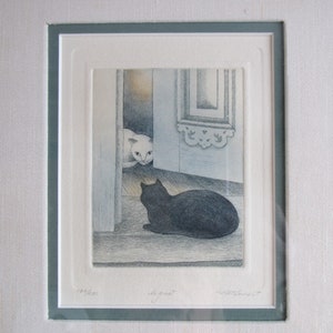 P. St Laurent Etching, Cats Le guet image 7