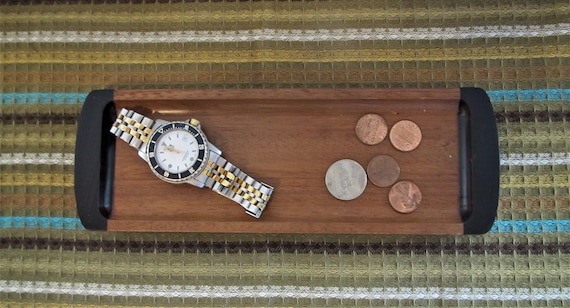 Artisan Wood Valet Tray Dish Handmade Ebony - image 1