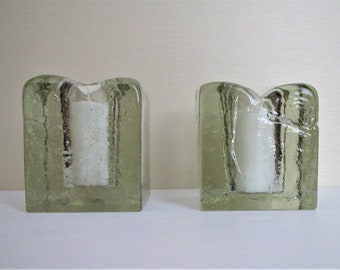 Blenko Ice Cube Votives Candle Lantern Holders Candleholders