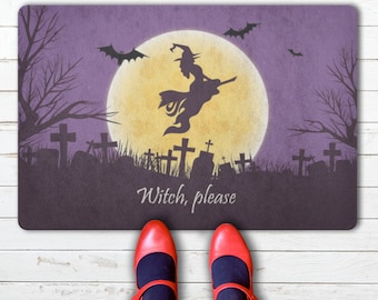 Halloween Doormat, Witch Please, Funny Fall Doormat, Cute Halloween Welcome Witch On Your Porch, Decorative Holiday Door Mat, Unique