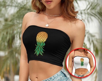 Upside Down Pineapple Tube Top Swingers Hot Wife Swap Cropped Tee Crop Top Hall Pass Swinger Lifestyle Shirt Clothing