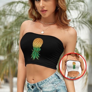 Upside Down Pineapple Tube Top Swingers Hot Wife Swap Cropped Tee Crop Top Hall Pass Swinger Lifestyle Shirt Clothing