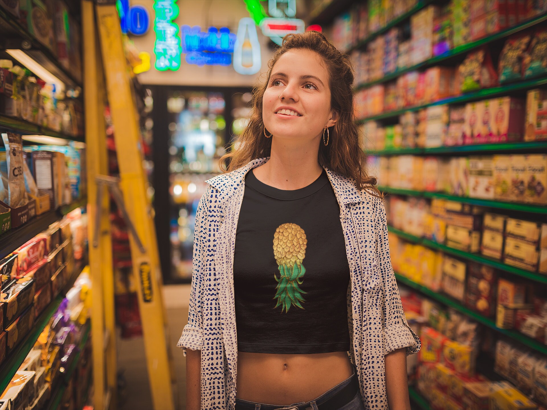 Upside Down Pineapple Shirt Crop Top