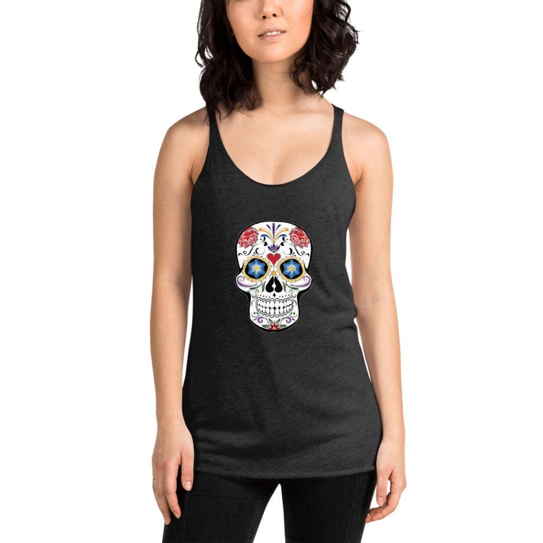 Sugar Skull Tank Top Flower Skull Clothing Goth Clothes - Etsy