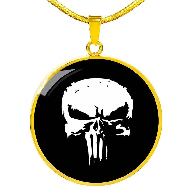 Free Gift Box Cosplay jewellery charm Punisher Pendant Necklace jewelry Silver or 18k Gold pendant The Punisher Skull Custom Engraving