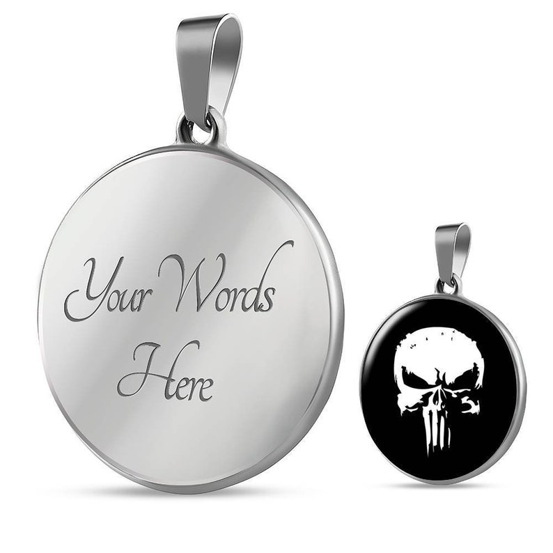 Free Gift Box Cosplay jewellery charm Punisher Pendant Necklace jewelry Silver or 18k Gold pendant The Punisher Skull Custom Engraving
