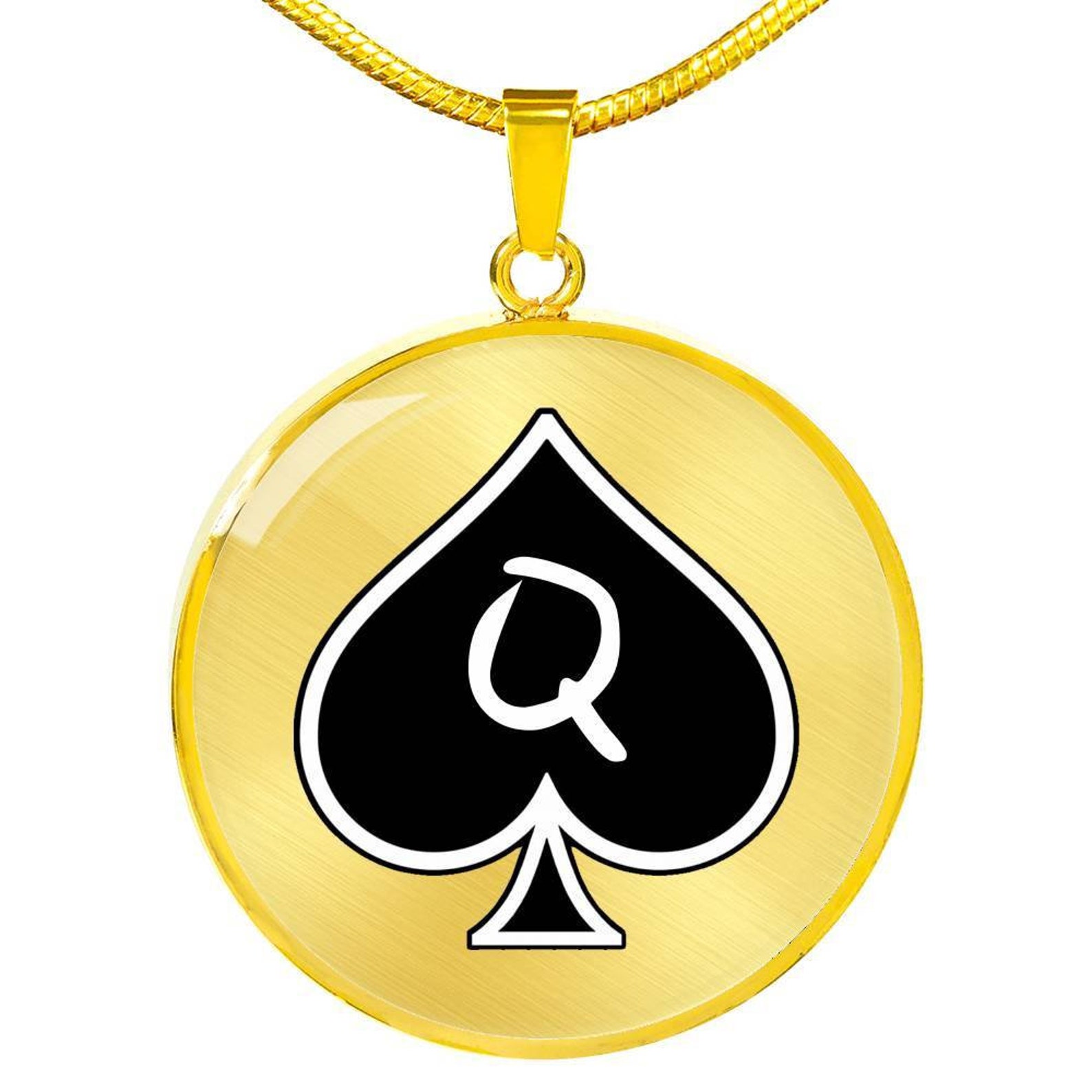 Queen of Spades Luxury Necklace Silver or 18k Gold Pendant Etsy