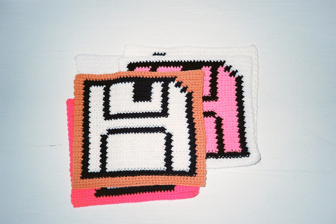 Computer Floppy Disk Crochet Pattern / Granny Square Tapestry Pattern ...