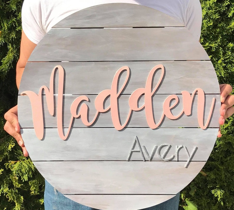 Circle Nursery sign Baby boy name sign Nursery Name sign Etsy