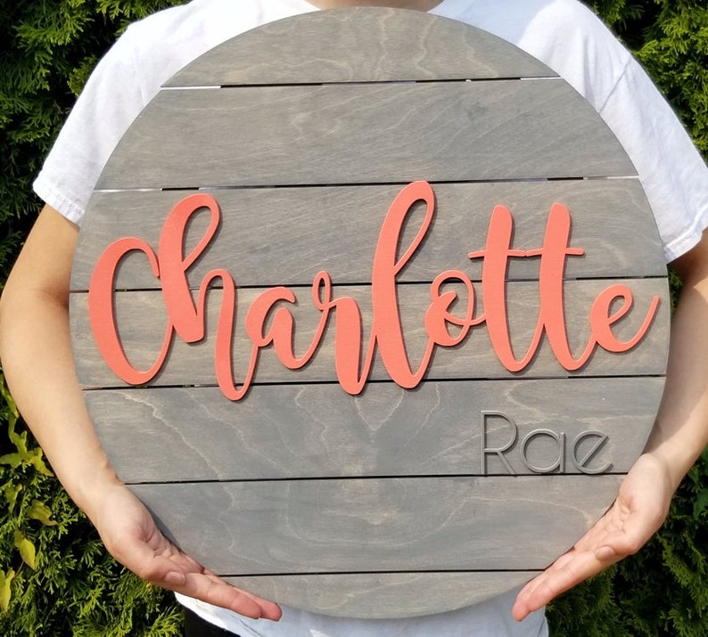 Circle Nursery sign Baby boy name sign Nursery Name sign Etsy