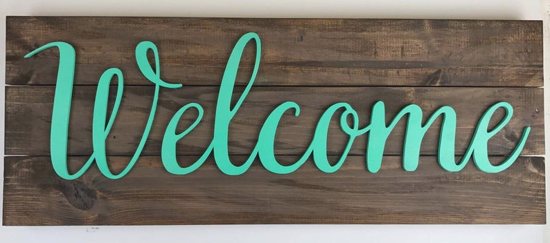 large front door welcome sign