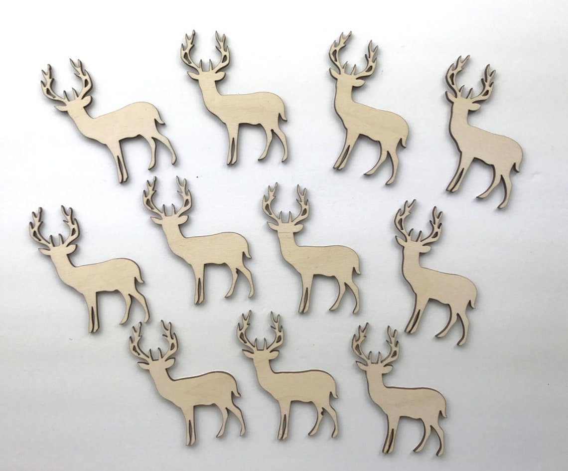 Deer wood Cutout Deer wood shapes Wooden Deer Cutout Deer Etsy