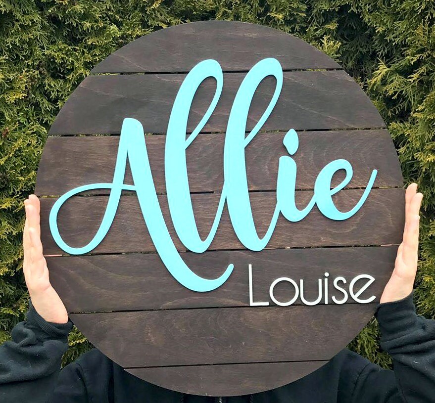 Circle Nursery Sign Pallet Name Sign Nursery Name Sign Etsy